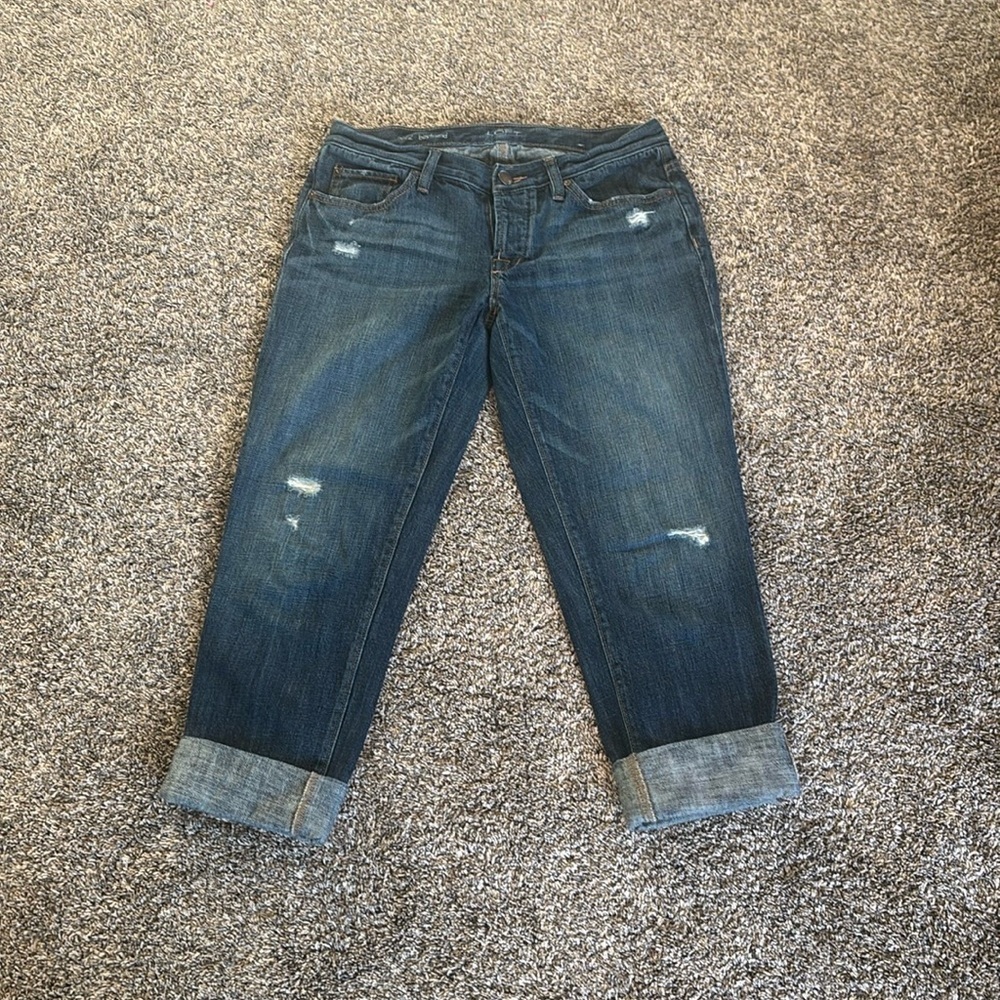 Loft Boyfriend Cropped Jeans Light Wash Distressed Size 26
